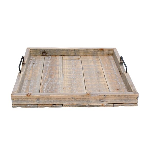 SQUARE WOODEN TRAY W/HANDLES - Picture 1 of 1